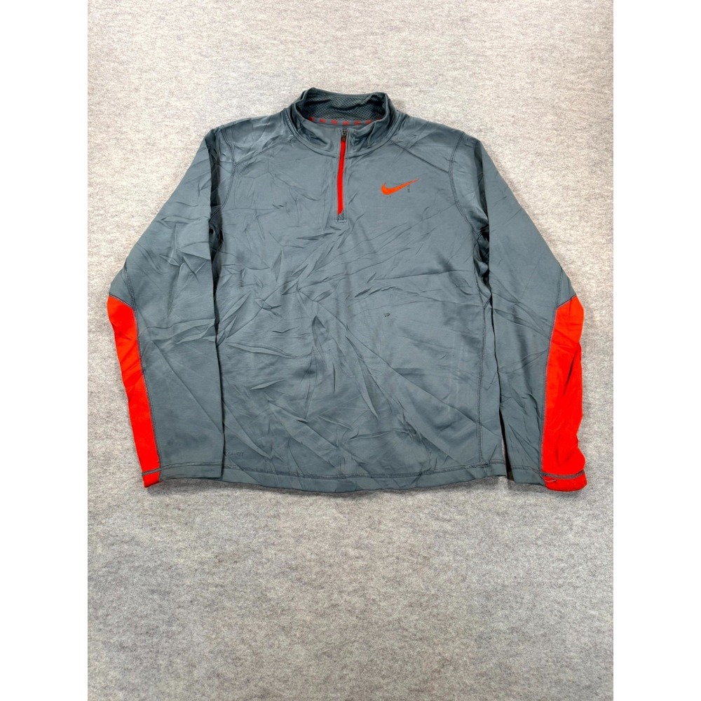 Nike Betterworld Therma Fit Sweatshirt Mens Large Gray Orange Trim Quarter Zip